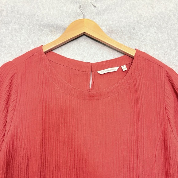 Soft Surroundings Size 1X Rust Blouse Oceo Gauze Tunic Tunic 3/4 Sleeve Beachy - Picture 4 of 10